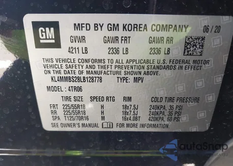 2020 Buick Encore Gx Fwd Preferred z USA, uszkodzony, nr VIN KL4MMBS28LB128778